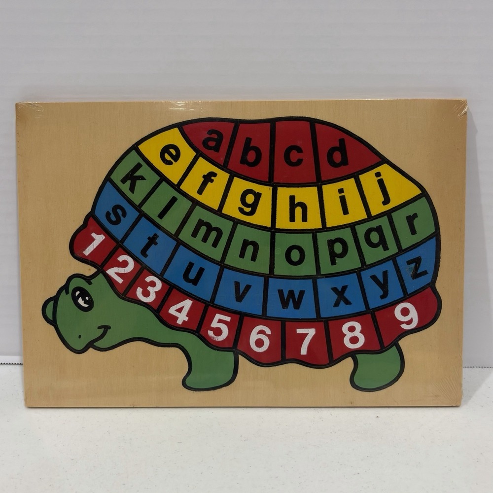 Vintage Emson Wooden Turtle Alphabet Number puzzle Sealed Made In Taiwan ABC 123